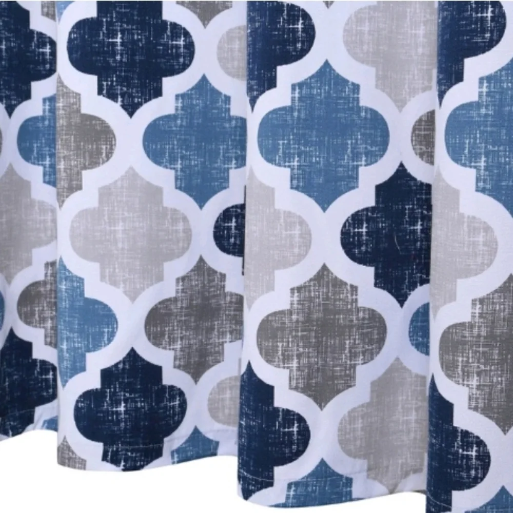 New with tags! Geometric blue and gray fabric shower curtain